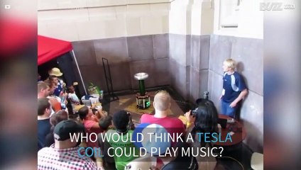 Tesla coil makes electrical music