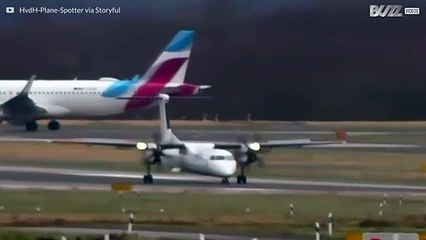 Planes trying to land sway uncontrollably during huge storm in Germany