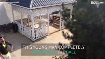 Amazing basketball trick shot with baseball bat