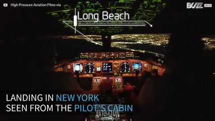 Incredible landing in New York City seen from the pilot's cabin