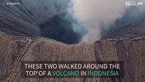 Rare beauty! Adventurers walk around the top of a volcano