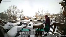 Snow and stairs are painful enemies!