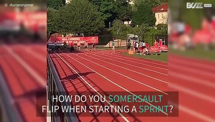 Sprint start ends in somersault flip