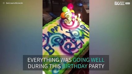 Dad drops daughter's birthday cake