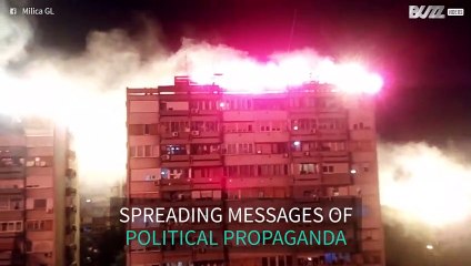 Protests light up night sky in Serbia during state of emergency