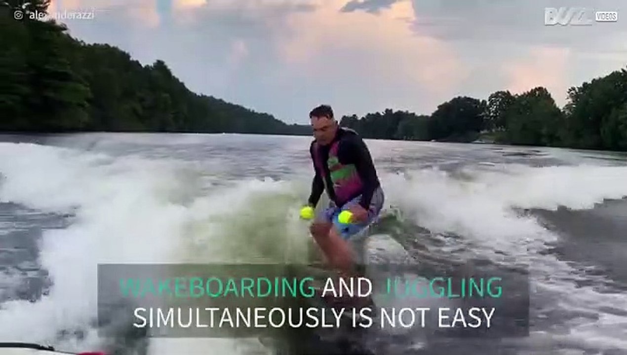 Juggling on a wakeboard is not easy!