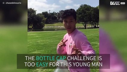 Young man impresses with Bottle Cap Challenge