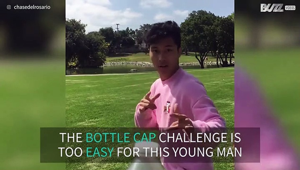Young man impresses with Bottle Cap Challenge