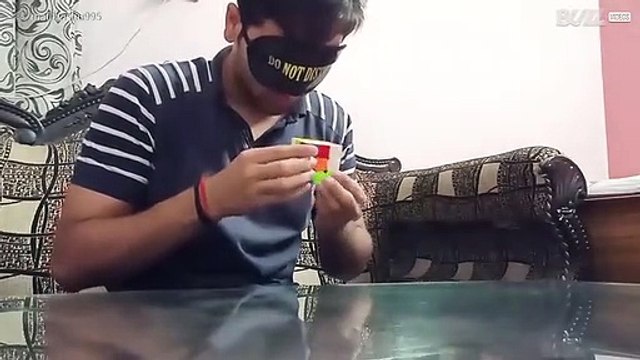 Student solves Rubik's Cube puzzle blindfolded!