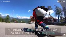 Six-year-old girl is downhill skateboarding sensation!
