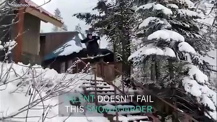 Talented snowboarder owns handrails at first attempt