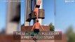 Russian acrobats carry out amazing stunt