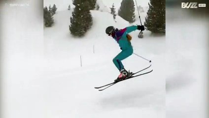 Ski jump ends up as a cartwheel through the snow