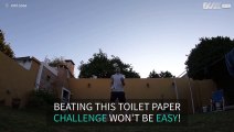 Toilet paper challenge owned with a back flip