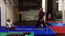 Gymnast couple lets off steam during training