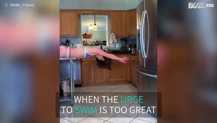 Mom pools resources and "swims" off kitchen island