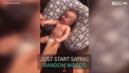 Baby can't stop laughing at hearing random words