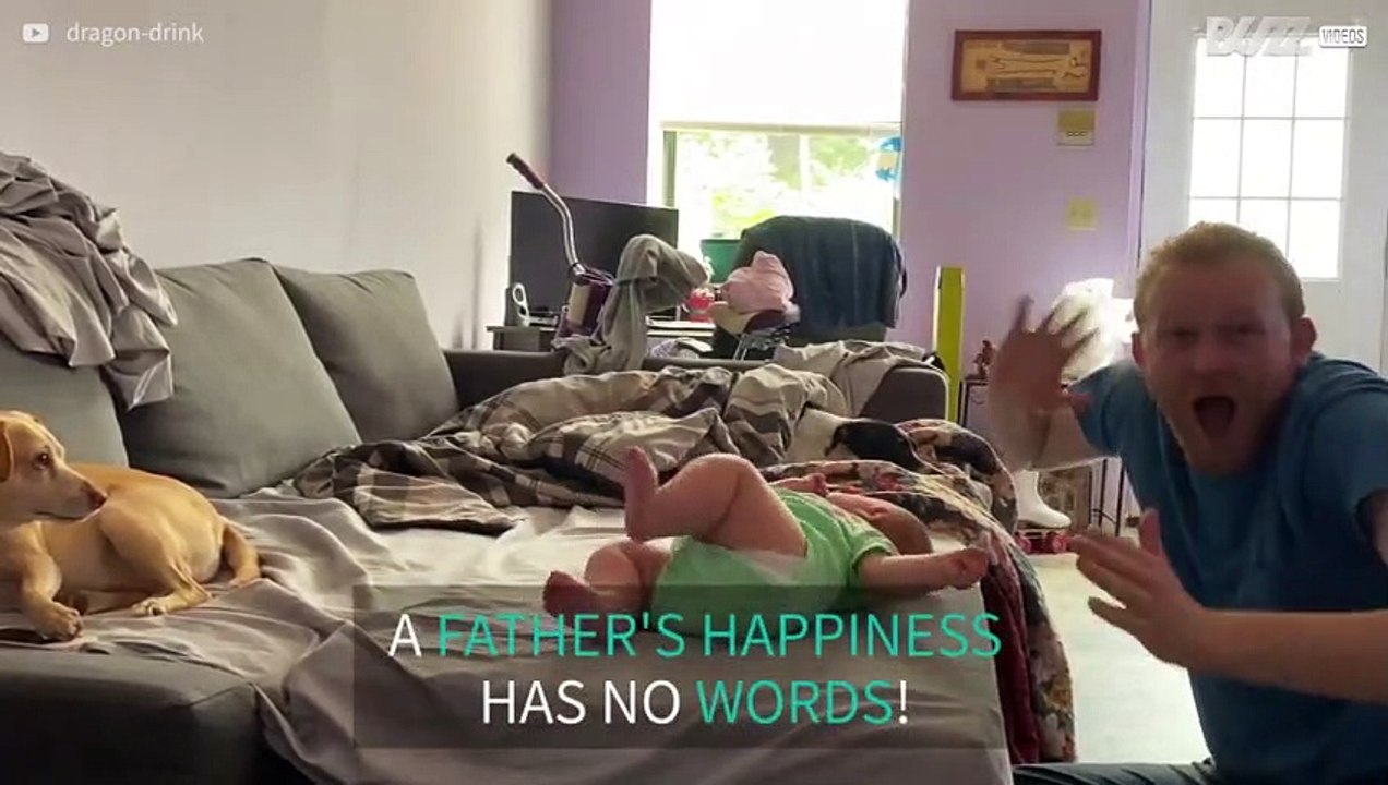 Dad speechless when daughter finally rolls