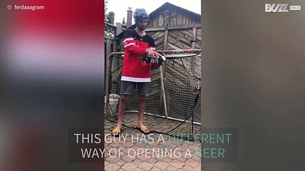 This is how hockey players open beers