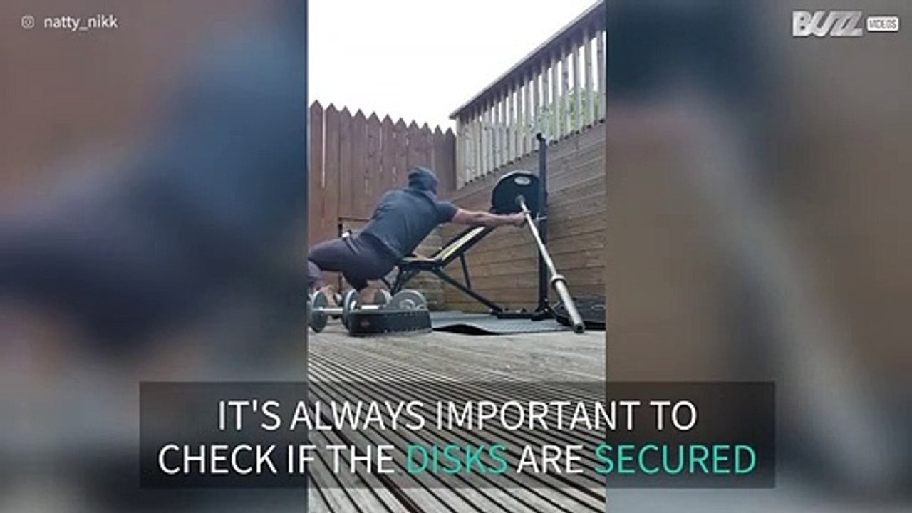 Man has accident racking barbell