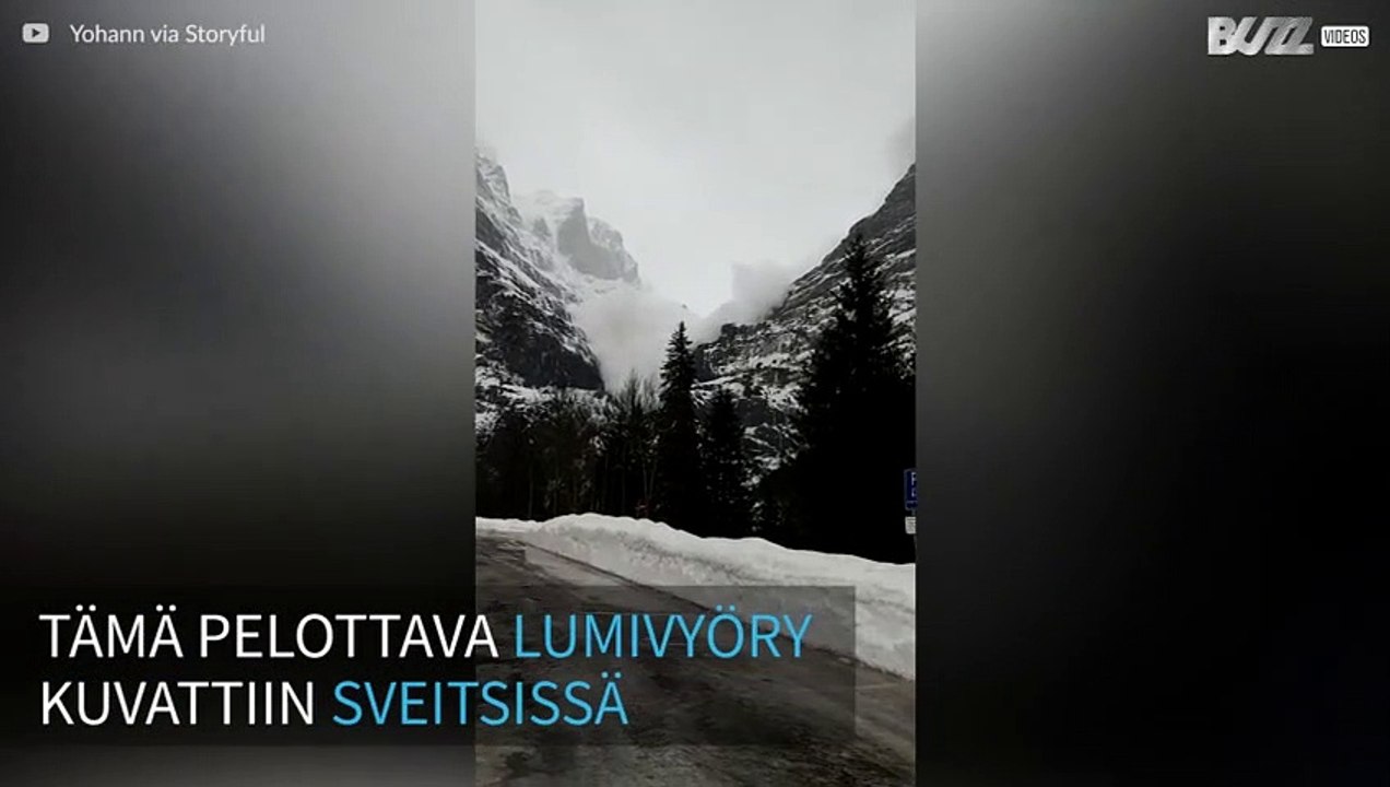 Sveitsissä kuvattiin pelottava lumivyöry