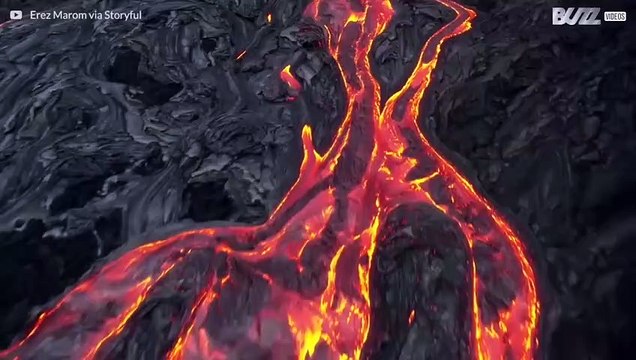 Un drone filme les coulées de lave du Kīlauea