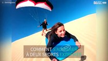 Parapente contre sandboard, la course parmi les dunes