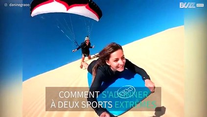 Parapente contre sandboard, la course parmi les dunes
