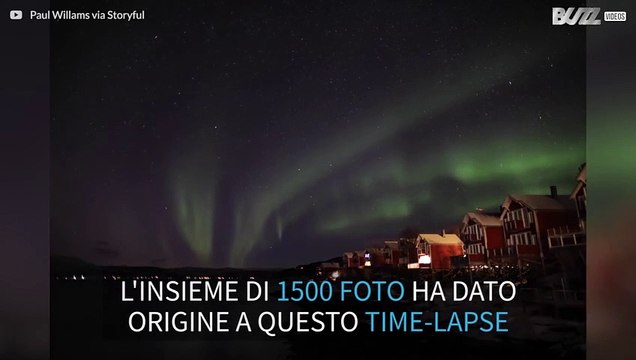 Time-lapse dell'aurora boreale in Norvegia