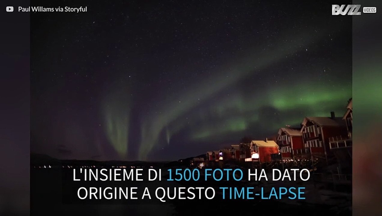 Time-lapse dell'aurora boreale in Norvegia