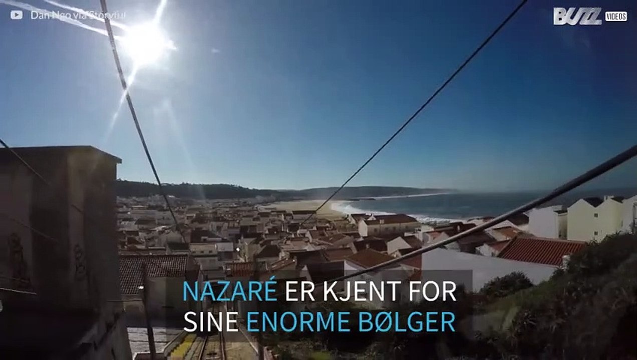 Drone fanger bilder av Nazarés enorme bølger