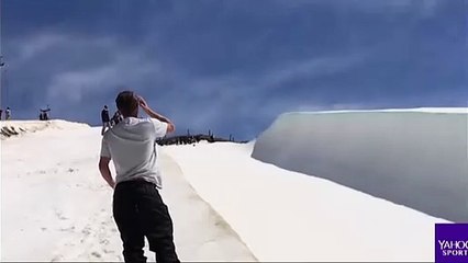 بالفيديو سقوط مروع لمتزلج أثناء قفزه في الهواء