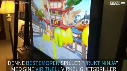 Besteforeldre spiller videospill med virituell virkelighet!