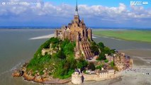 Drone filmer et fantastisk opptak av Mont Saint-Michel