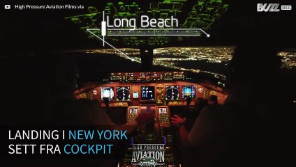 Fantastisk landing i New York sett fra cockpit