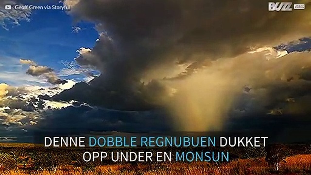 Fantastisk dobbel regnbue under en storm i Australia