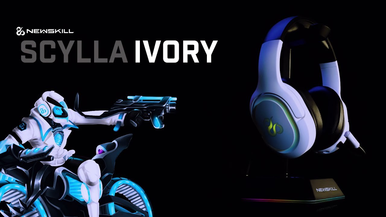 Newskill Scylla Ivory_ Auriculares Inalámbricos Gaming RGB de Color Blanco