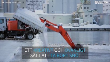 Kreativt sätt att ta bort snö i Japan
