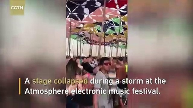 Shocking moment Stage collapses killing DJ at music festival in Brazil