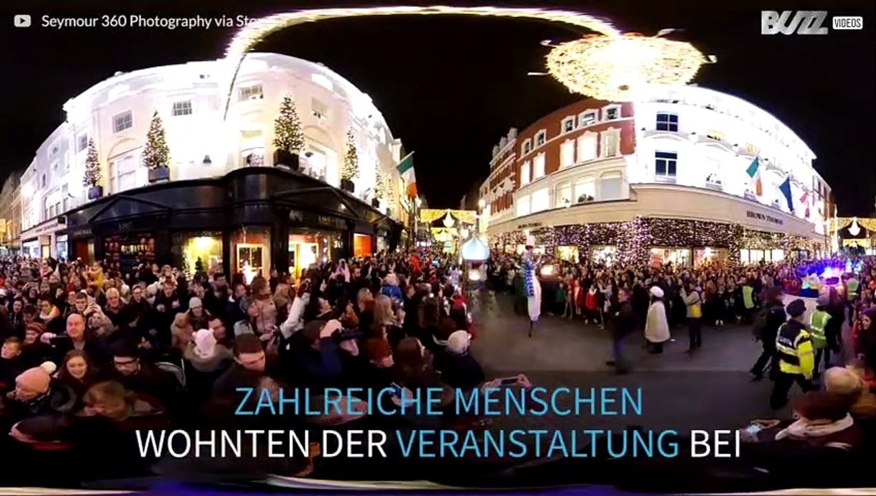 Fantastisches Panoramavideo eines Weihnachtsmarktes in Dublin