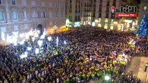 الألاف يحتشدون فى برشلونة إحتجاجا على إستمرار حبس قادة مؤيدين لإستقلال كتالونيا