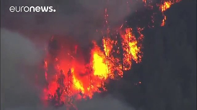 بالفيديو فرار الالاف جراء حرائق الغايات في كاليفورنيا