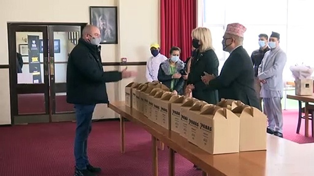 Joanna Lumley gives out free Nepalese meals to NHS staff