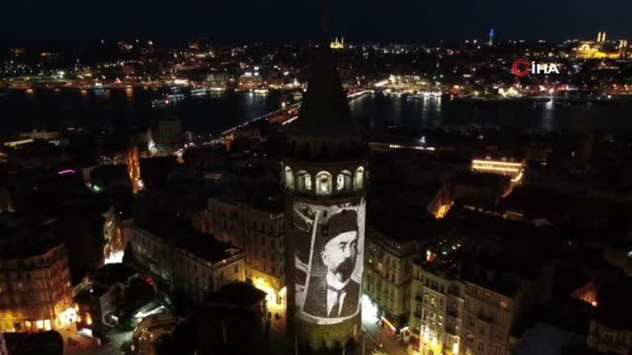 İstiklal Marşı'nın 100. yılına özel Galata Kulesinde video mapping gösterisi