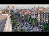 Imatges aèries de la manifestació dels CDR a la Gran Via de Barcelona