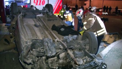 Ataşehir’de aşırı hızlı otomobil takla attı: 1 yaralı