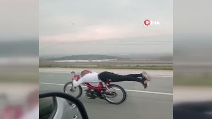 Otobanda ölüme böyle meydan okudu