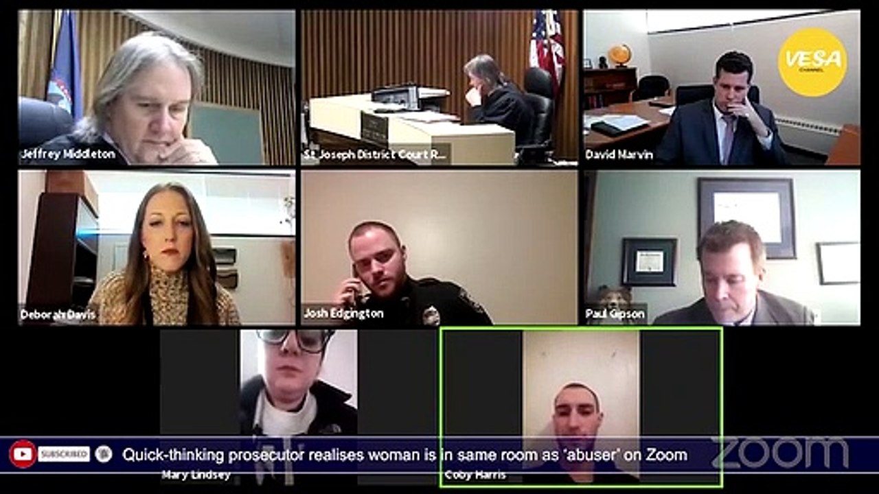 A court hearing was halted when a prosecutor realised that victim and abuser were in the same room