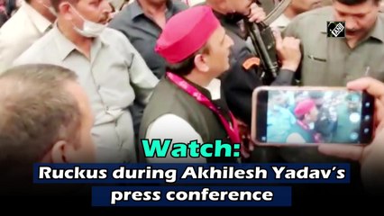 Watch: Ruckus during Akhilesh Yadav’s press conference