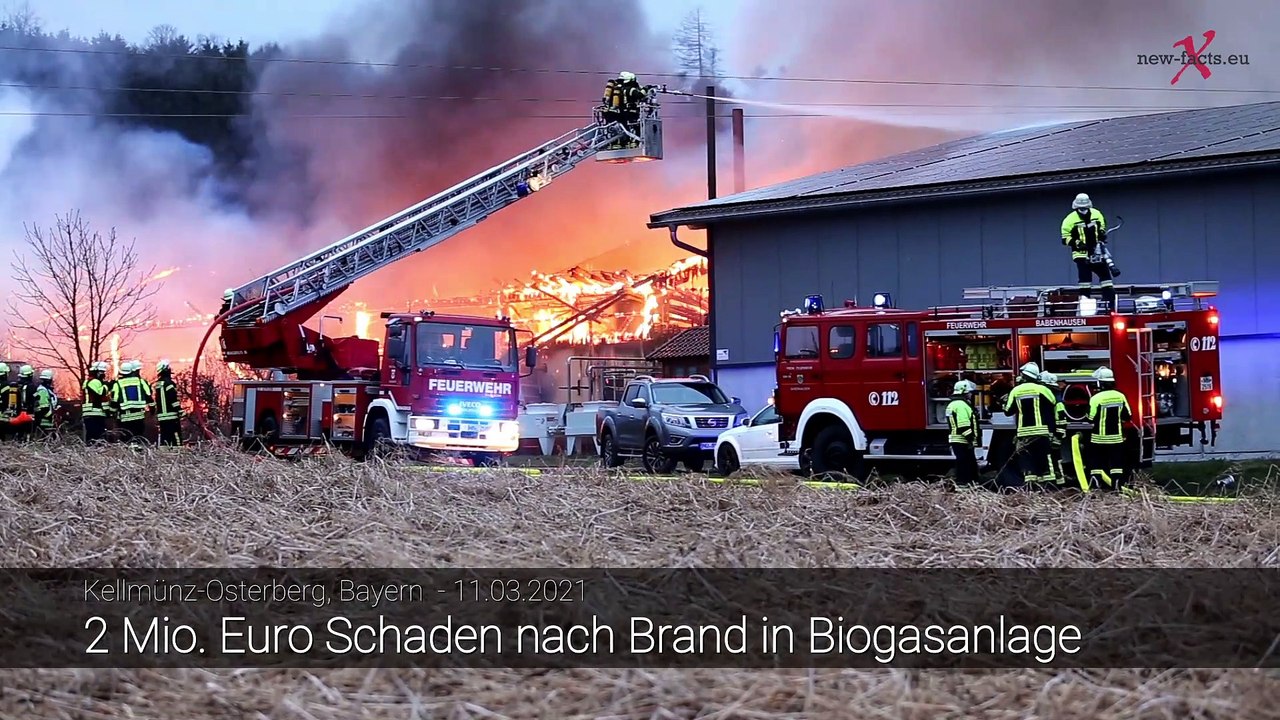 Kellmünz – Osterberg | Brand einer Maschinenhalle und Biogasanlage – Schaden min. 2 Mio. Euro